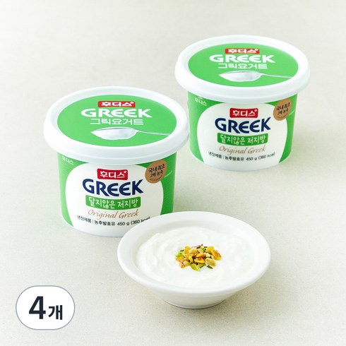 일동후디스 그릭 요거트 달지않은 저지방, 450g, 4개
