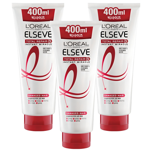 로레알파리 엘세브 토탈 리페어 5 인스턴트 미라클 헤어팩, 400ml, 3개