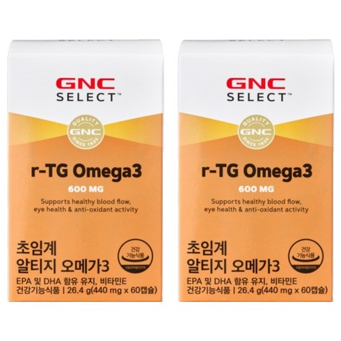 GNC 알티지 오메가3 26.4g, 60정, 2개
