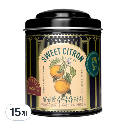 쌍계명차 티 마스터 캔 달콤한 수국유자차, 1.2g, 12개입, 15개, 1.2g