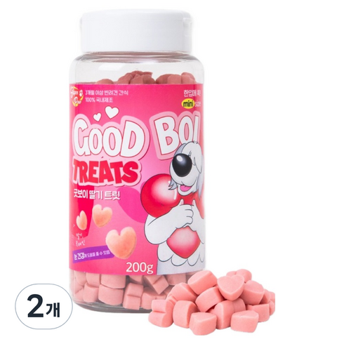 슈퍼포우 반려동물 저칼로리 굿보이 트릿, 200g, 2개, 딸기