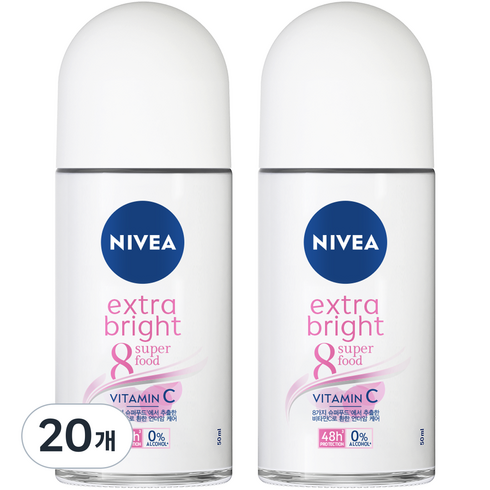 니베아 데오드란트 롤온 엑스트라 브라이트, 50ml, 20개