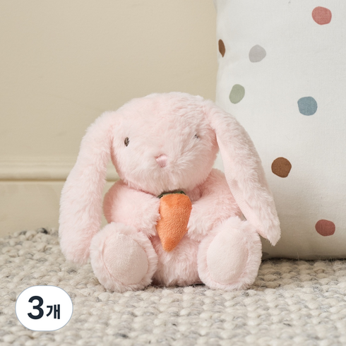 모던하우스 미니포근 당근토끼 인형, 3개, 연핑크, 18cm