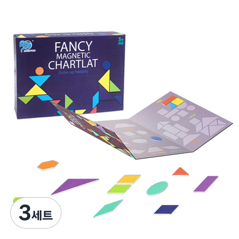해피타운 휴대용 마그네틱 3단북 칠교놀이 자석놀이세트, 3세트, 27피스