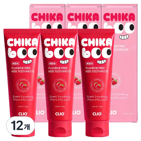크리오 치카부 무불소 어린이 치약 딸기향, 120g, 12개