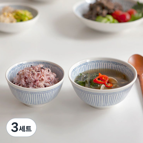 니코트 아오이 밥공기+국그릇 1인세트, 혼합색상, 밥공기 + 국그릇, 3세트