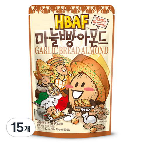 바프 마늘빵 아몬드, 190g, 15개