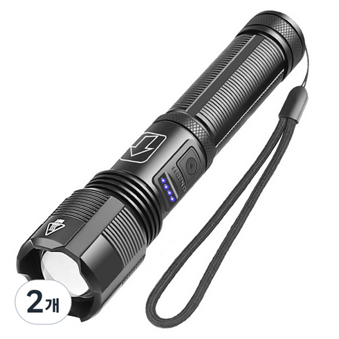미나티 충전식 XHP50 LED 줌 써치라이트 J70, 블랙, 2개