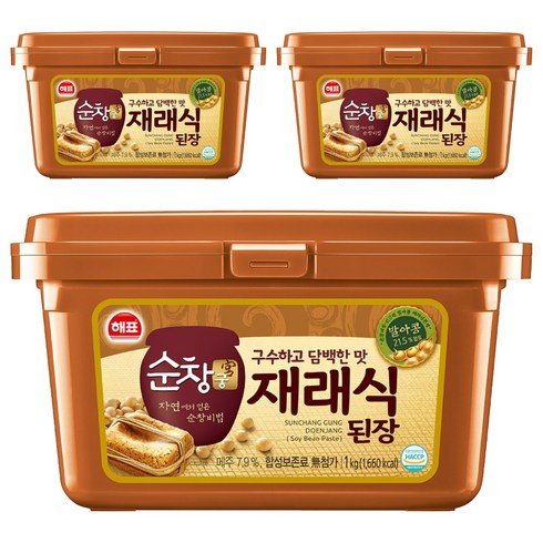 순창궁 재래식 된장, 1kg, 3개