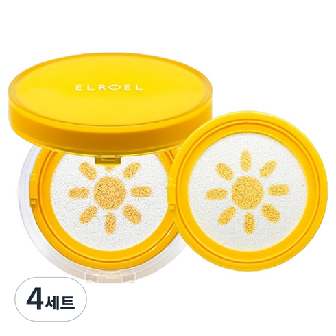 엘로엘 팡팡 톤업 선쿠션 플러스 옐로우 SPF50+ PA++++ + 리필 세트, 15g, 4세트