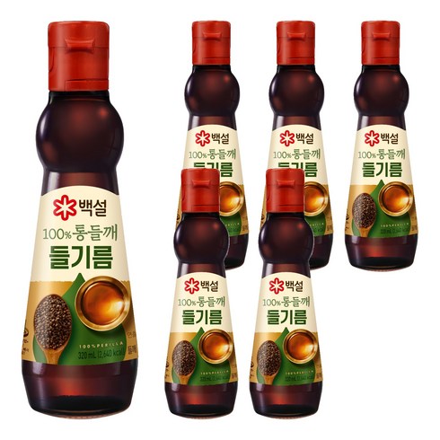 백설 100% 통들깨 들기름, 320ml, 6개