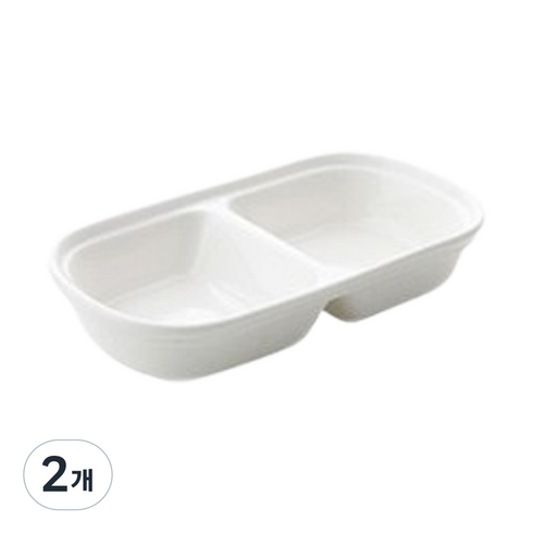 젊은이마켓 도자기 2절 종지 나눔접시, 화이트, 2개