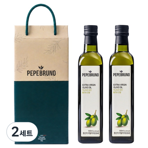 페페브루노 엑스트라 버진 올리브 오일 500ml x 2p 선물세트, 2세트