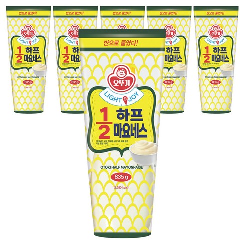 오뚜기 LIGHT & JOY 1/2 하프 마요네스, 835g, 6개