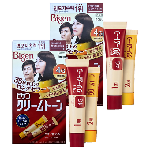 비겐 크림톤 염색제, 4G자연밤색, 2개