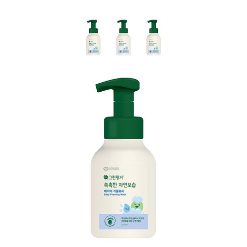 그린핑거 촉촉한 자연보습 베이비 거품 워시, 320ml, 4개