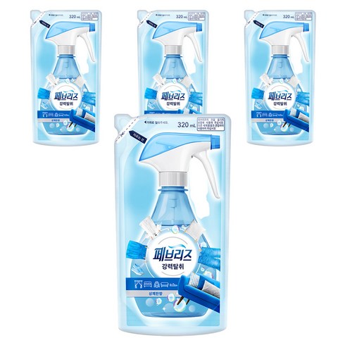 페브리즈 섬유탈취제 강력탈취 상쾌한향 리필, 320ml, 4개
