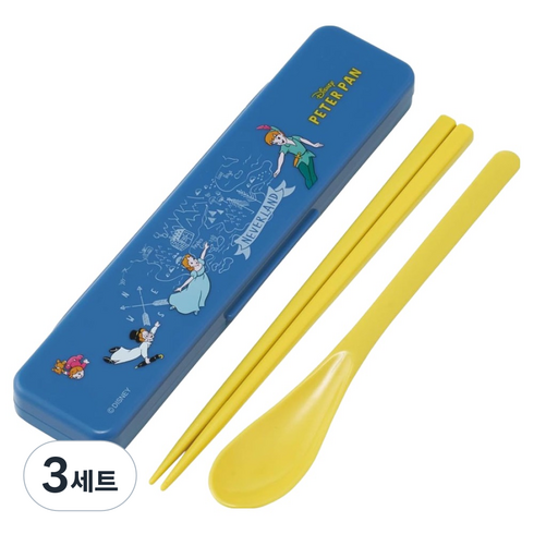 스케이터 도시락 항균 수저 세트 CCS3SAAG, 디즈니 피터, 3세트, 스푼 + 젓가락 + 케이스