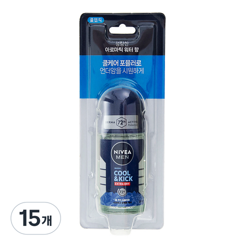 니베아맨 롤온 쿨 앤 킥 데오도란트, 50ml, 15개