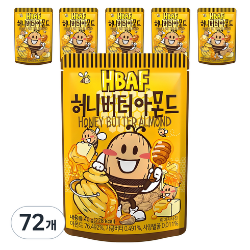 바프 허니버터 아몬드, 40g, 72개