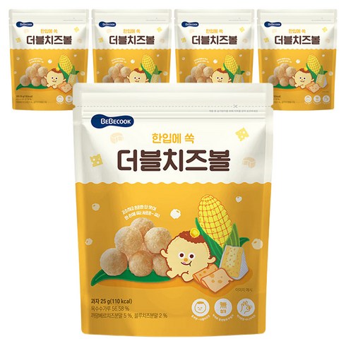 베베쿡 콘볼 과자, 치즈, 25g, 5개