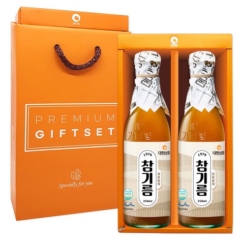 대현상회 저온압착 참기름 350ml 2병 선물세트, 1세트