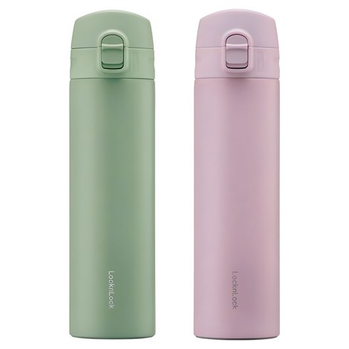 락앤락 데일리 슬림핏 원터치 텀블러, 그린, 바이올렛, 400ml, 2개