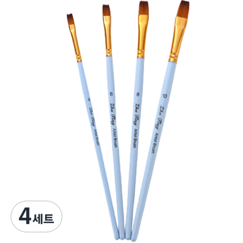 다사바바 매트블루 유화붓 4종 세트 납작붓, 4세트, 4, 6, 8, 10