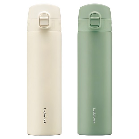 락앤락 데일리 슬림핏 원터치 텀블러, 아이보리, 그린, 400ml, 2개
