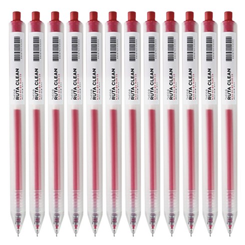투코비 루타클린 BOCAI 반투명 매트바디 중성펜 0.5mm, 레드, 12개