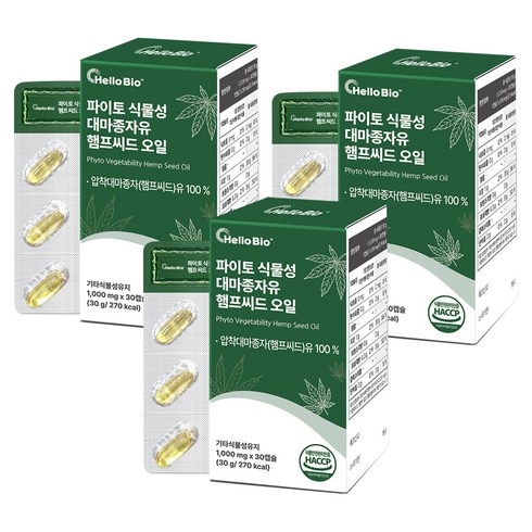 헬로바이오 파이토 식물성 대마종자유 햄프씨드 오일, 30정, 3개