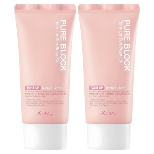 어퓨 퓨어 블록 톤업 선베이스 이엑스 SPF50+ PA+++, 50ml, 2개