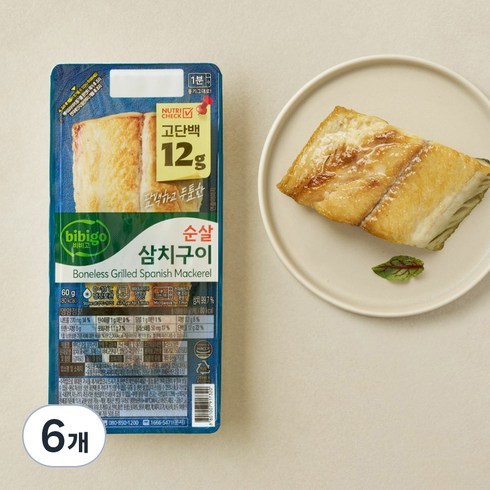 비비고 고단백 순살 삼치구이, 60g, 6개