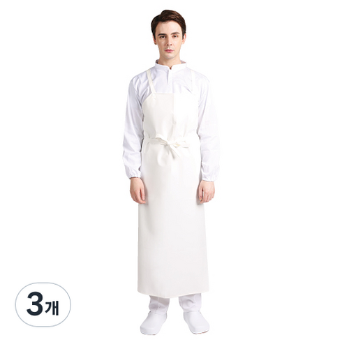 웰프런 우레탄 방수앞치마 H형 특대, 무광화이트, 3개