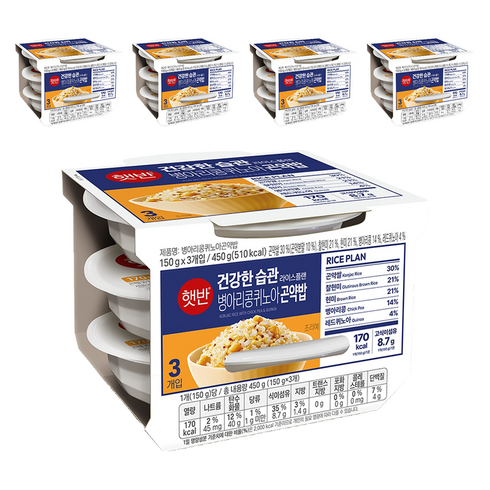 햇반 병아리콩퀴노아 곤약밥, 150g, 15개