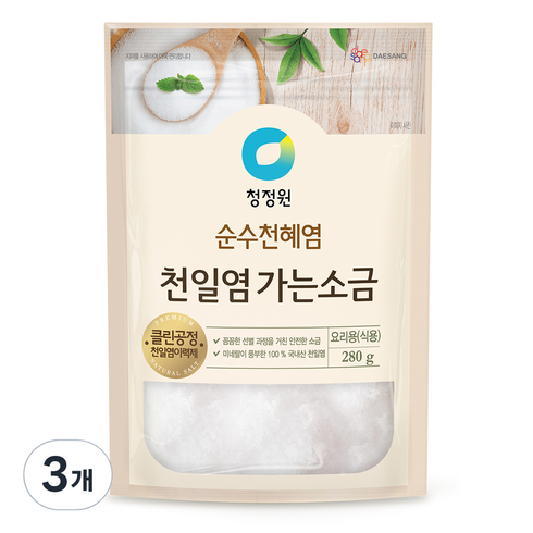대상 천일염 가는소금, 280g, 3개
