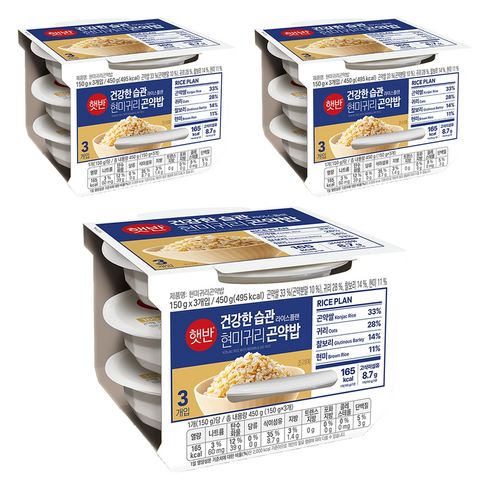 햇반 현미귀리곤약밥, 150g, 9개