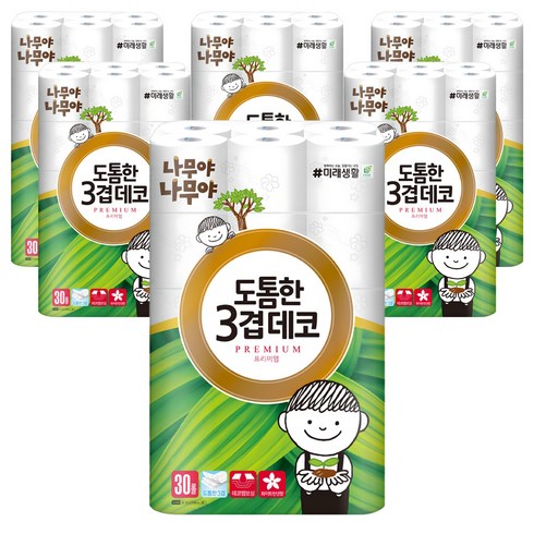 나무야나무야 도톰한 3겹 데코 화장지, 30m, 30롤, 6개