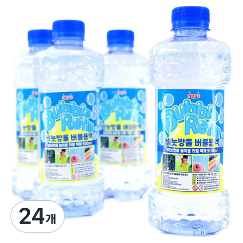 스투피드 비눗방울 용액 버블 리필액 500ml, 무색, 24개