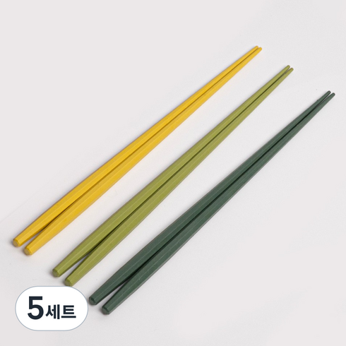 코지테이블 에센셜 PPS 열탕소독 육각 젓가락 3종 세트, 5세트, 단품, 옐로우, 그린, 다크그린