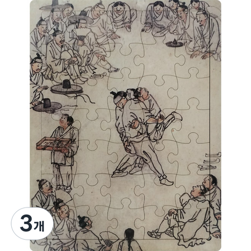 퍼즐갤러리 민화 치매예방 효도 판퍼즐 씨름도 김홍도 M, 3개, 35피스