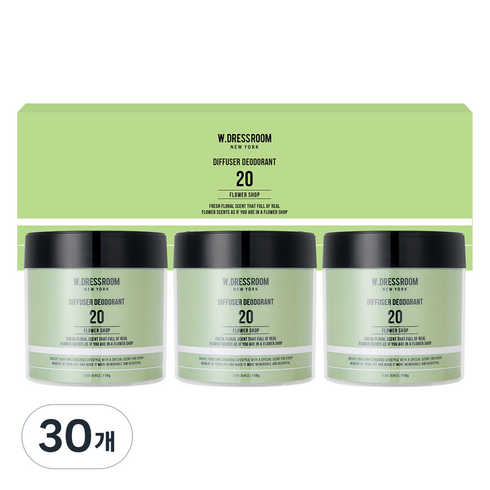 더블유드레스룸 퍼퓸 탈취제 20번 플라워샵 본품, 110g, 30개