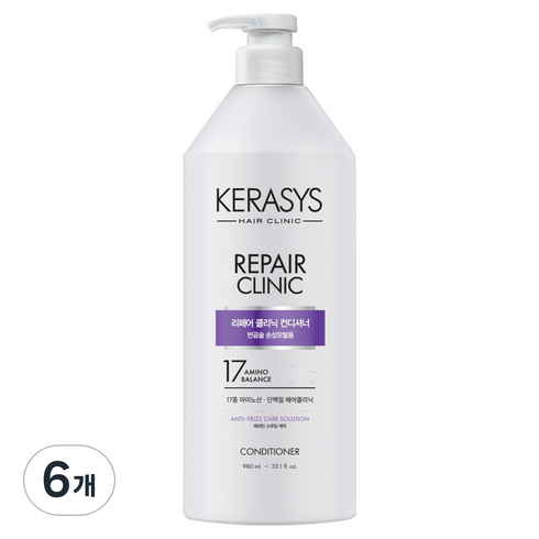 케라시스 리페어 클리닉 반곱슬 손상모 단백질 컨디셔너, 6개, 980ml