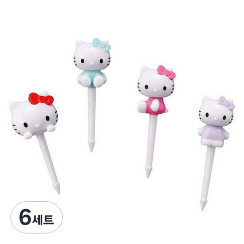 스케이터 산리오 헬로키티 소풍 도시락 데코픽 4종 세트, 4개, 6세트