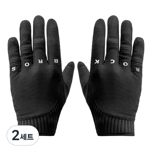 락브로스 스마트폰터치 자전거 장갑 양손착용 세트 S777BK, 블랙, 2세트