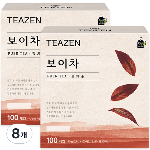 티젠 보이차 티백, 700mg, 100개입, 8개
