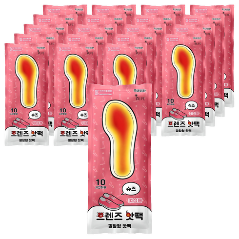 인라이프 국내 제조 깔창형 슈즈 프렌즈 핫팩 여성용 90g 2p, 20개