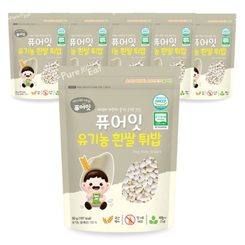 퓨어잇 유기농 흰쌀 튀밥, 50g, 6개