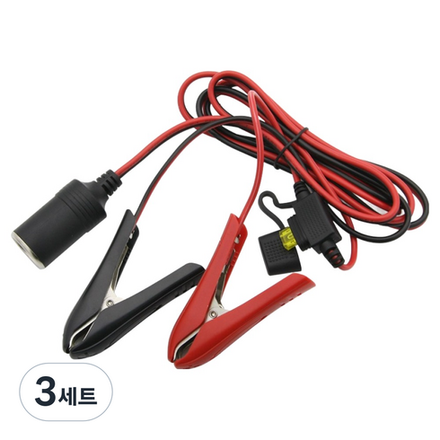 컴스 차량용 시가 전원 연결 케이블 20A + 휴즈 세트 BT469, 본상품선택, 3세트