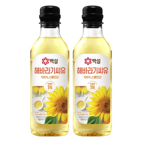 백설 CJ 해바라기씨유, 500ml, 2개